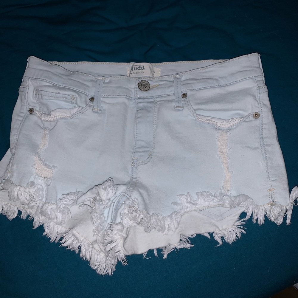 Mudd FLX stretch light wash ripped shorts